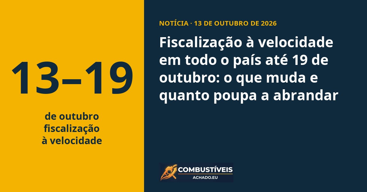 Fiscalização à velocidade em todo o país até 19 de outubro: o que muda e quanto poupa a abrandar